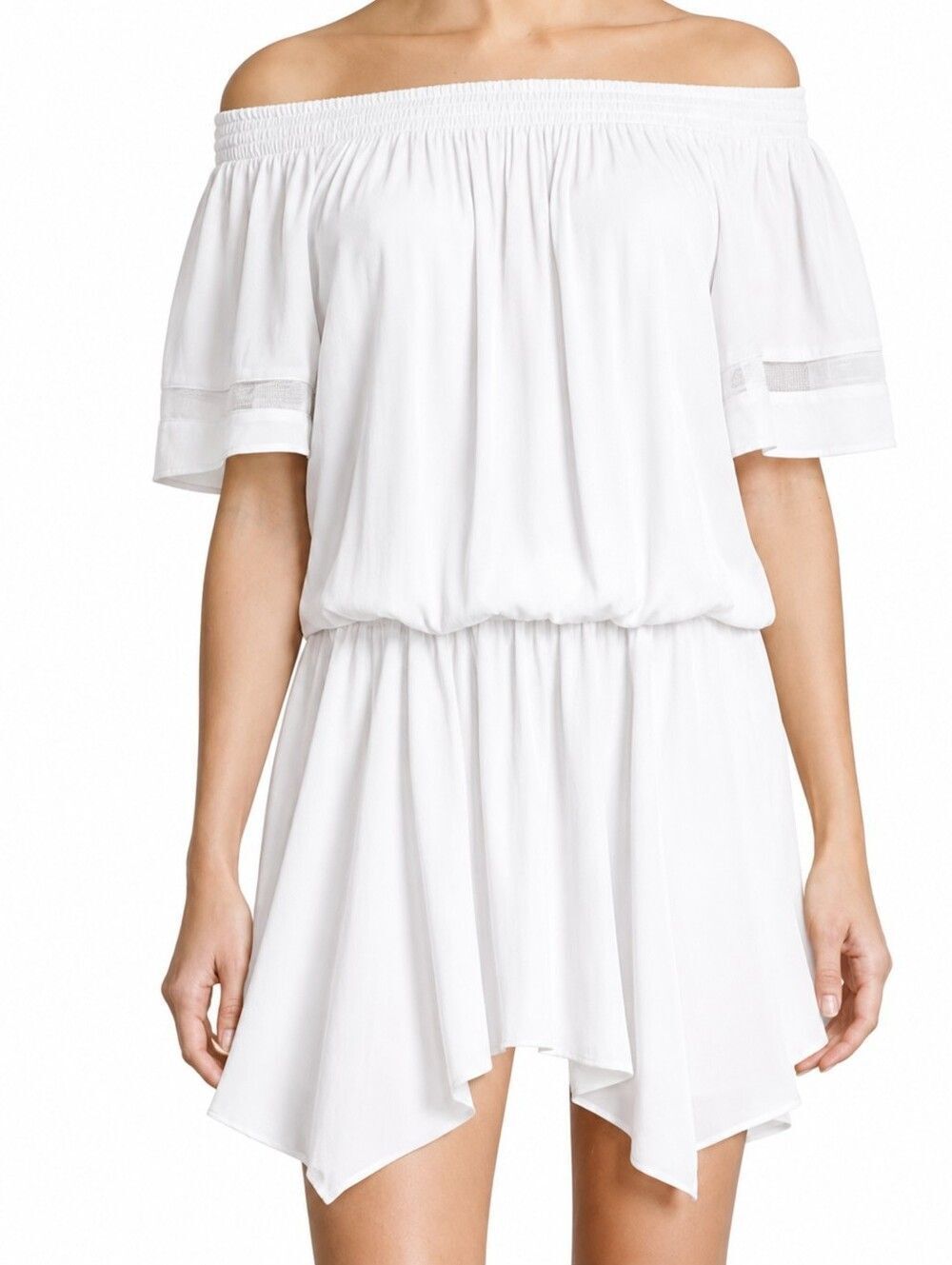 Ramy Brook Jessica Silk White Ivory Off-The-Shoulder Dress XS